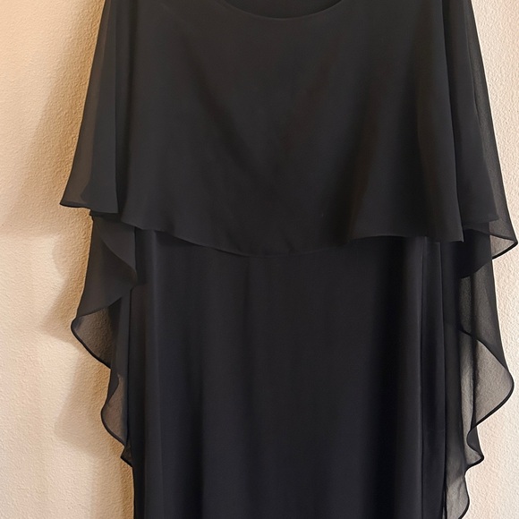 SL Fashions Black Long Sleeve Cape Dress - Picture 3 of 4